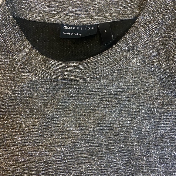 ASOS Design Silver Metallic One Shoulder Cut Out Top Medium - Picture 11 of 12